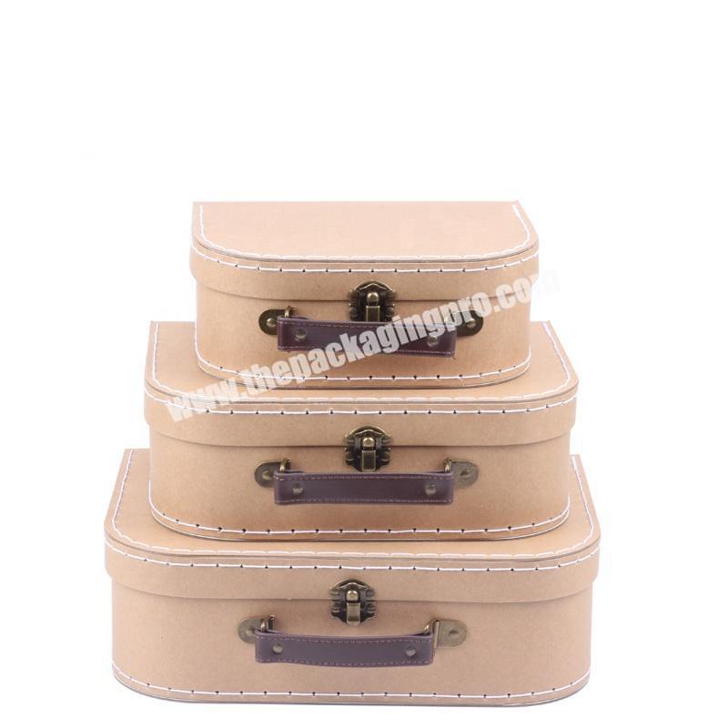 Unique apparel packaging ECO paper box kraft corrugated box 3 sets cardboard suitcase gift boxes factory