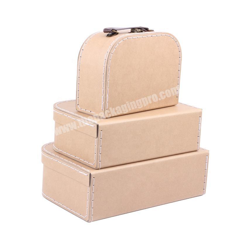 Unique apparel packaging ECO paper box kraft corrugated box 3 sets cardboard suitcase gift boxes manufacturer