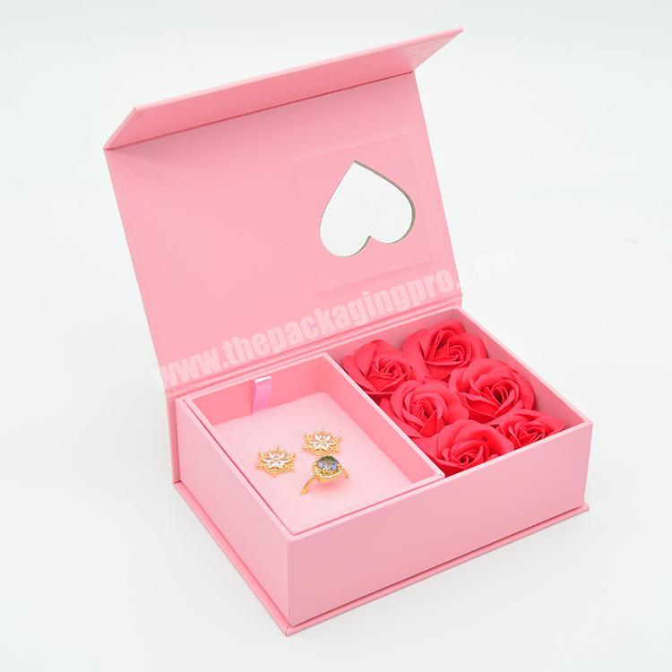 Valentines Day Gifts Rose Soap Flower Jewelry Boxes Necklace Packaging Paper Gift Box