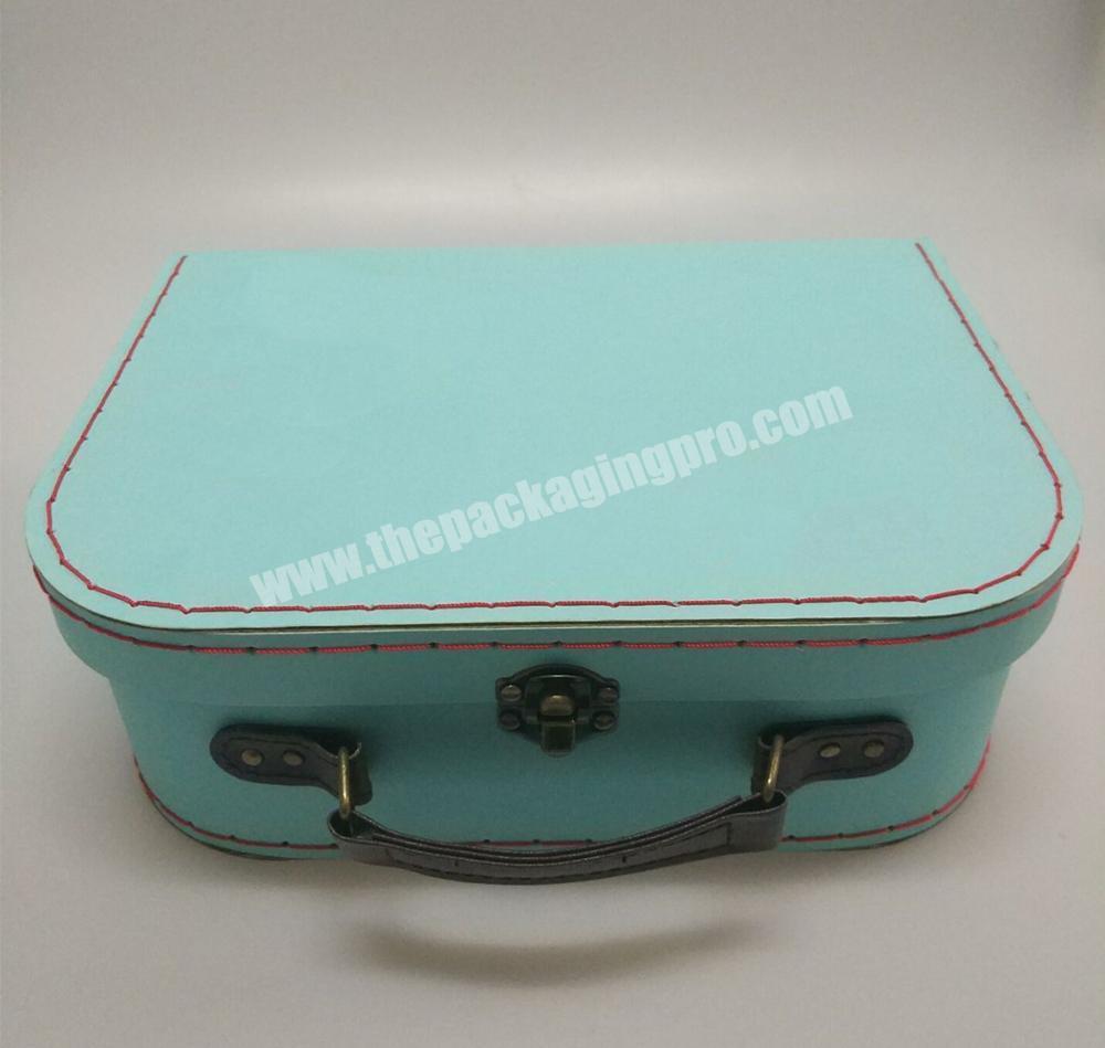 Vintage cardboard suitcase gift box with PU handle factory