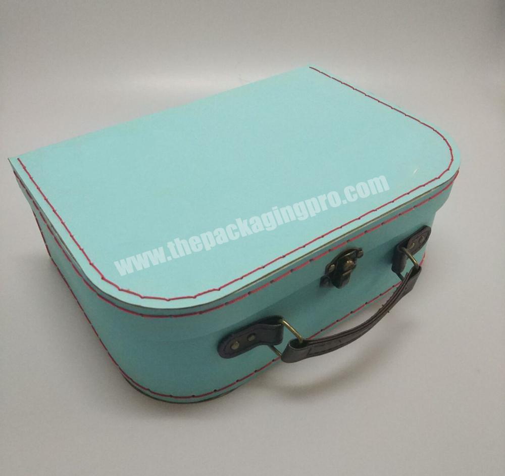 Vintage cardboard suitcase gift box with PU handle manufacturer