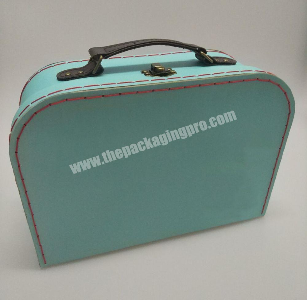 Vintage cardboard suitcase gift box with PU handle