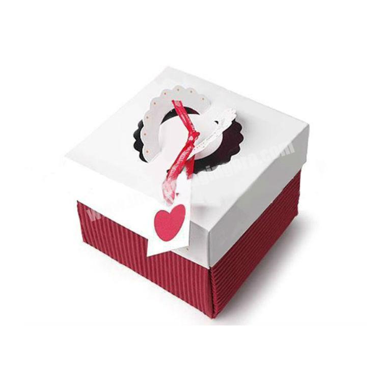 White Cardboard Paper Mousse Cake Box With Handle For Take Away