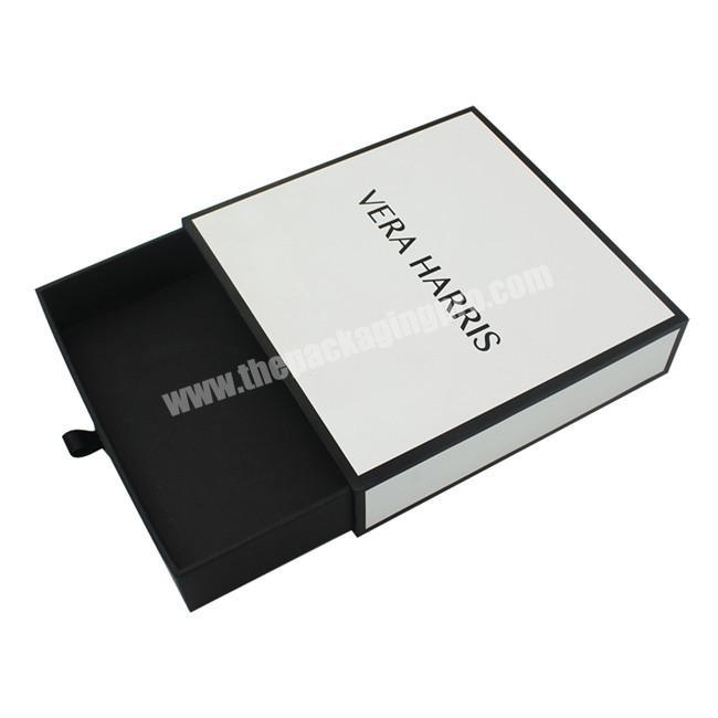 White Hat Boxes Wholesale Pull Out Jewelry Display Box Luxury Black and White Jewelry Gift Boxes for Necklaces Customized Paper