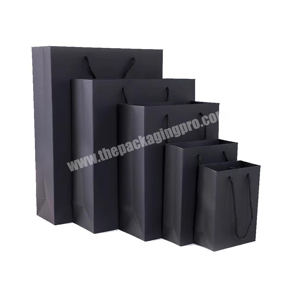 Wholesale Black clothing paper bag black cardboard bag With Customized logo
