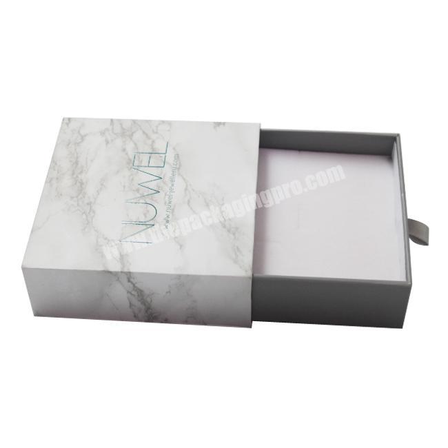 Wholesale Cardboard Elegant Marble Printing Paper Drawer Box Sliding Box for Jewelry Packaging