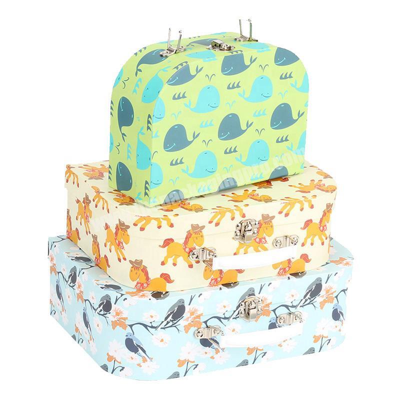 Wholesale Cardboard Suitcases Baby Suitcase Mini Paper Cardboard Suitcase Handle Toy Travel Luggage With Rod