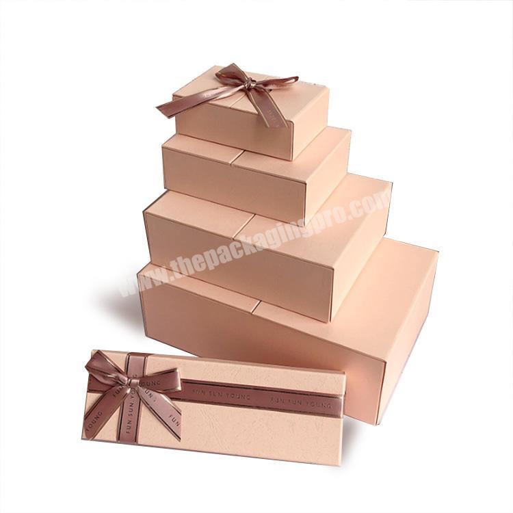 Wholesale  Custom Folding double door Luxury  Cosmetic pink magnetic gift box with ribbon