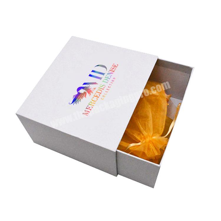 Wholesale Custom Holographic Logo Rigid Cardboard Sliding Drawer BoxDraw box packagingDrawer Gift Box for Hair Skincare Makeup