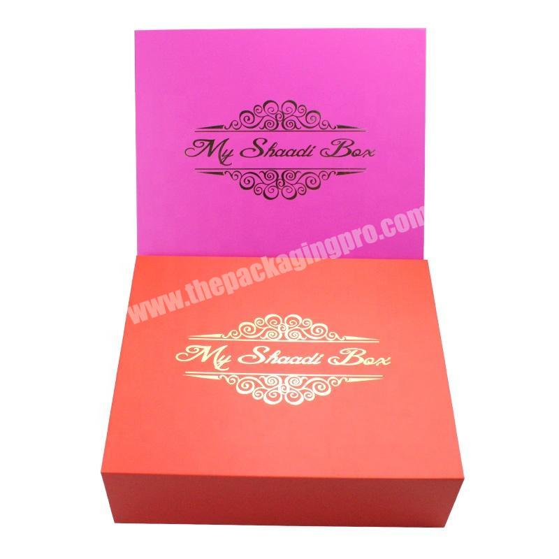 Wholesale Custom LOGO Luxury Rigid Cardboard Paaging red Magnetic Folding Paper Wedding Dress Gift Box with magnetic closure