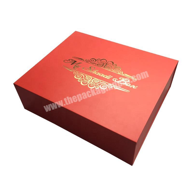 Wholesale Custom LOGO Luxury Rigid Cardboard Packaging red Magnetic Folding Paper Wedding Dress Gift Box with magnetic closure