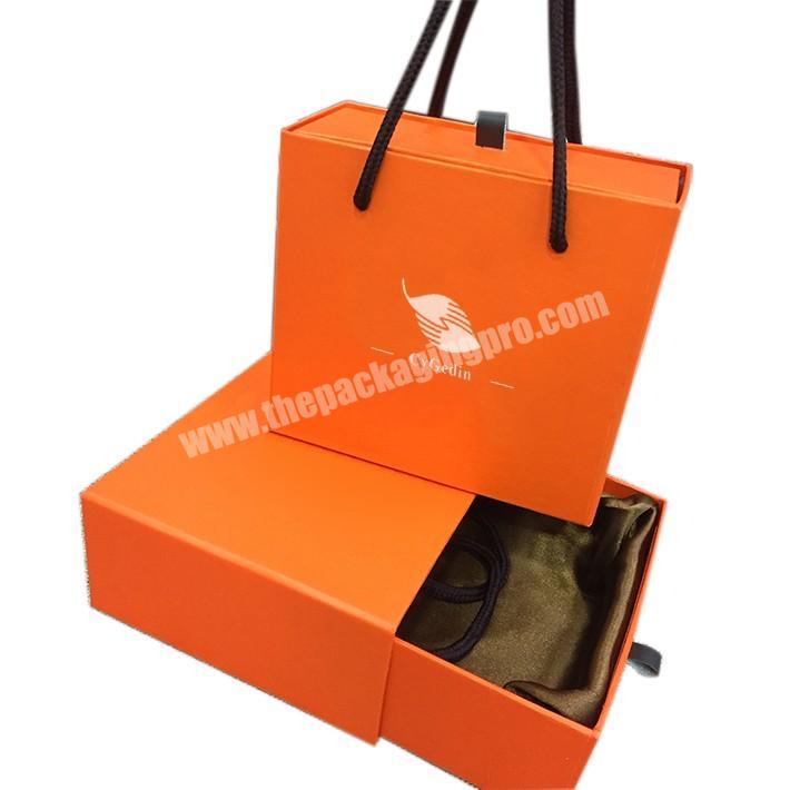 Wholesale Custom Logo  High Quality Rectangle Drawer Box Paper Bag With Handle Rope Gift Packaging Box Set For Love