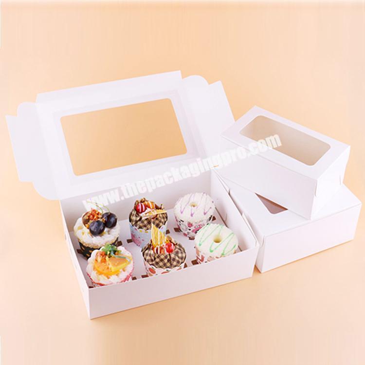 Wholesale Custom Lvory Paper Packging Cheap Folding 6 4  2 Hole Cupcakes Box With Window