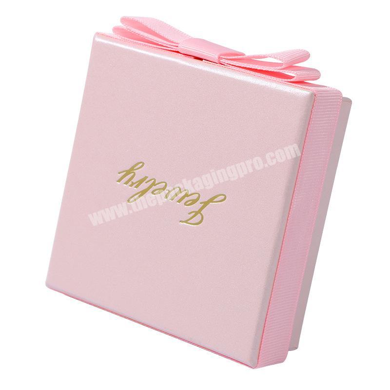 Wholesale custom pink novel design cute bow decoration cardboard packaging jewelry gift box