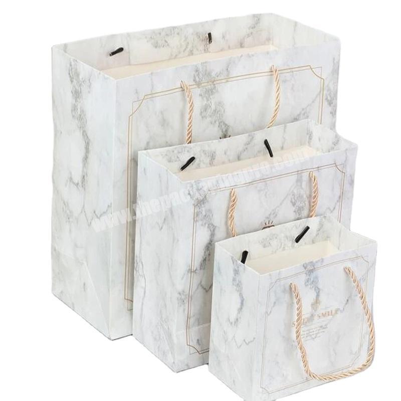 Wholesale Gold Stamping Colored Bags Glassine Waxed Printed Luxury Gift Shopping Recyclable Paper Bag marble