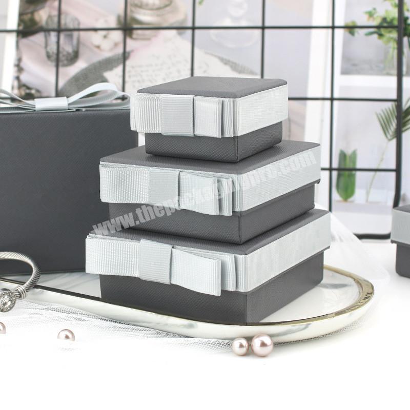 Wholesale Grey Customized Jewelry Box Logo and Set Luxury Custom Ring Jewelry Boxes