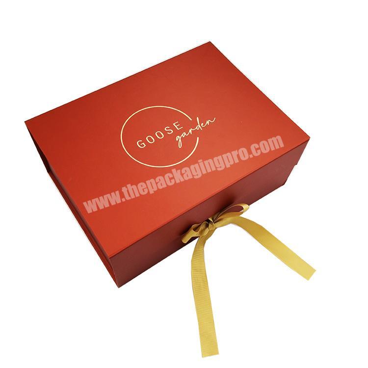 Wholesale High Quality Custom Color Red Fold Gift Shoe Box Cardboard Folding Box With Ribbon