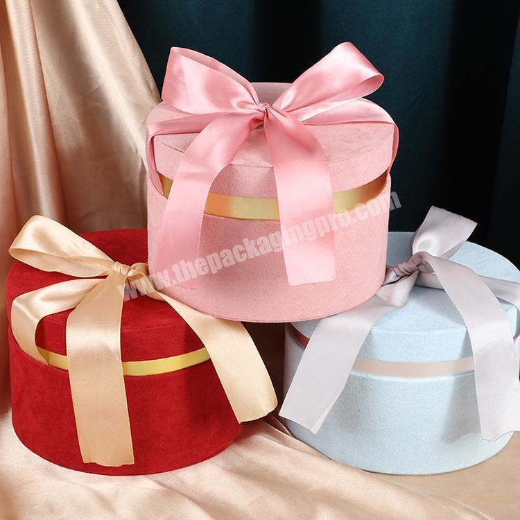 Wholesale High Quality Custom Luxury Round Shaped Rigid Gift Box Packaging With Ribbon Ties