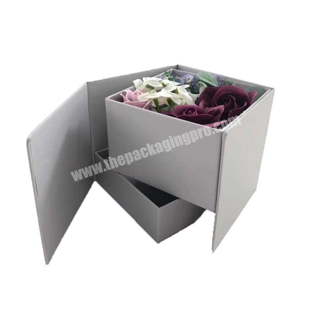 Wholesale High Quality Double Layer Surprise Gift Box Custom Logo Paper Flower Box Packaging