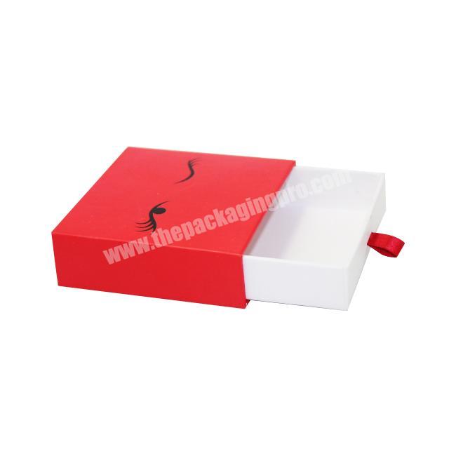 Wholesale High Quality Red Cardboard Eyelash Packaging Sliding Drawer Box