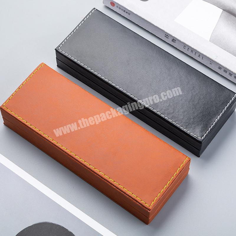 custom Wholesale Luxury Black And Brown Flip Cover Cardboard PU Leather Business Parker Pen Gift Box 