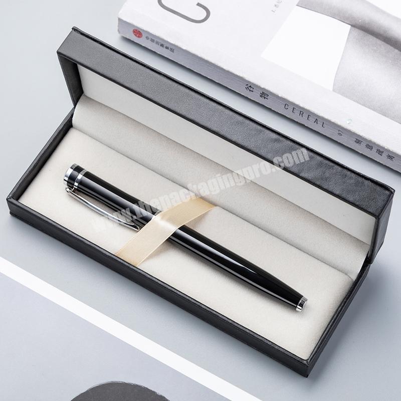Wholesale Luxury Black And Brown Flip Cover Cardboard PU Leather Business Parker Pen Gift Box wholesaler
