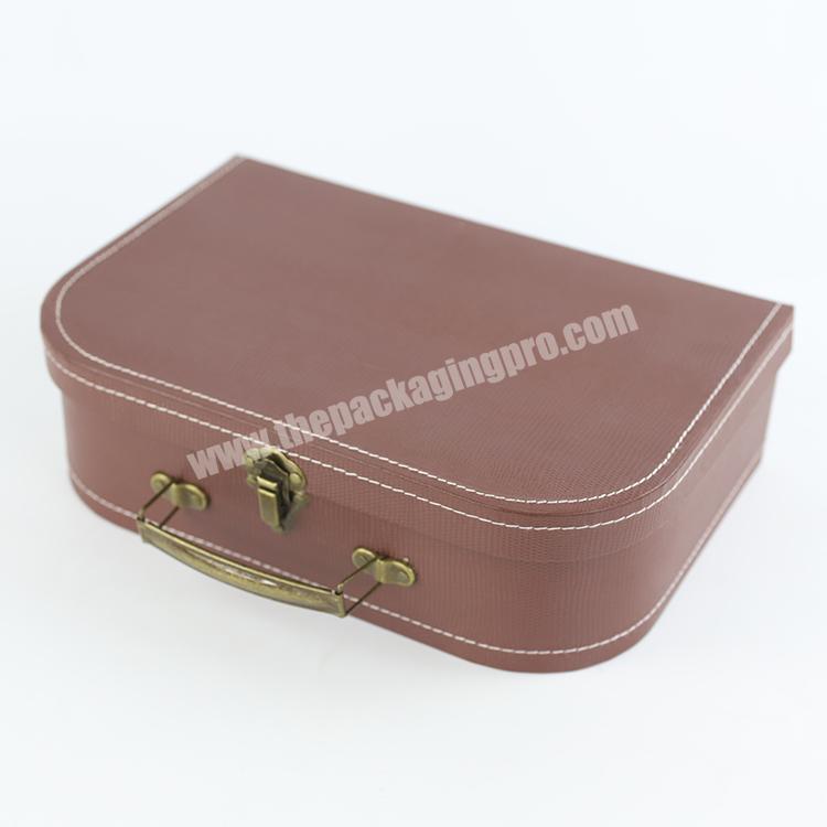 Wholesale Luxury Custom Handmade Rigid Paper Baby Clothing Packaging Gift Mini Suitcase Box With Handle