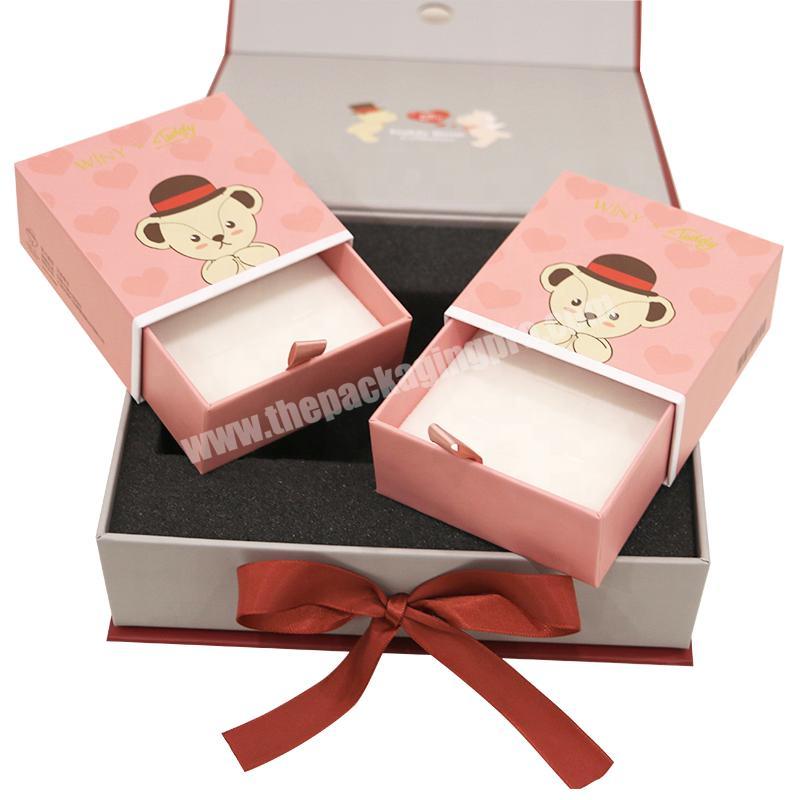 Wholesale Luxury custom logo hot stamping packaging drawer gift boxes drawer box packaging with handle