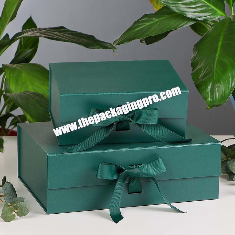 Wholesale Magnet Closure Folding Luxury Rigid Packaging Hamper Ribbon Gift Box With Customized Logo
