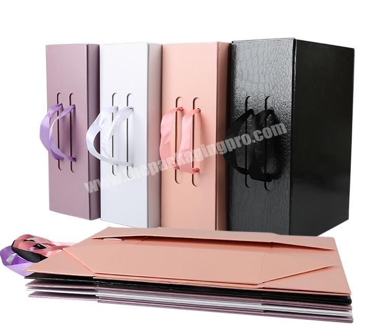 Wholesale Magnetic Closure Collapsible Folding Hat Box Custom Design Rigid Cardboard Paper Shoes Gift Packaging Box