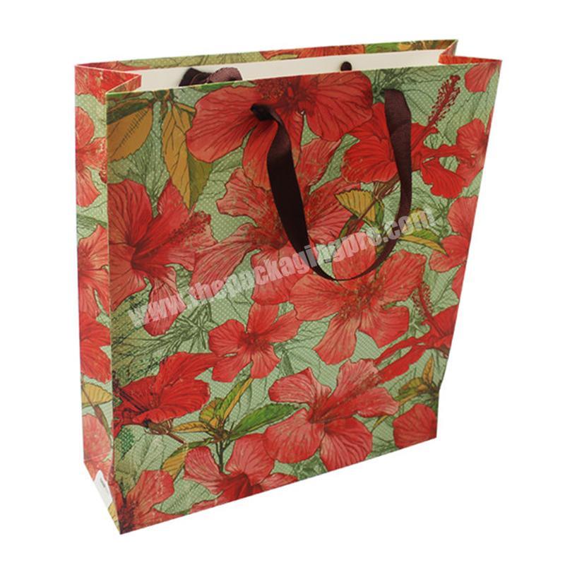 Wholesale Offset Print Shopping Bags with Ribbon Handle for Asia Market Gift Paper Bag