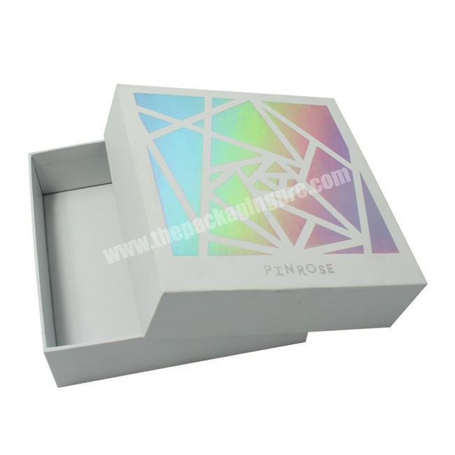Wholesale Presents Packaging High End Gift Rigid Cardboard Boxes with Laser Gold Stamping On Lid