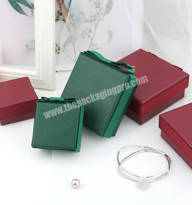 Wholesale Ribbon Bow Jewelri Boxes Custom Luxury Paperboard Paper Velvet Jewelry Packaging Box