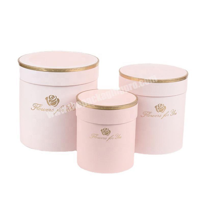 Wholesale Rope Handle Rose Round Packaging Cardboard Gift Box Custom Logo Hat Flower Box Luxury