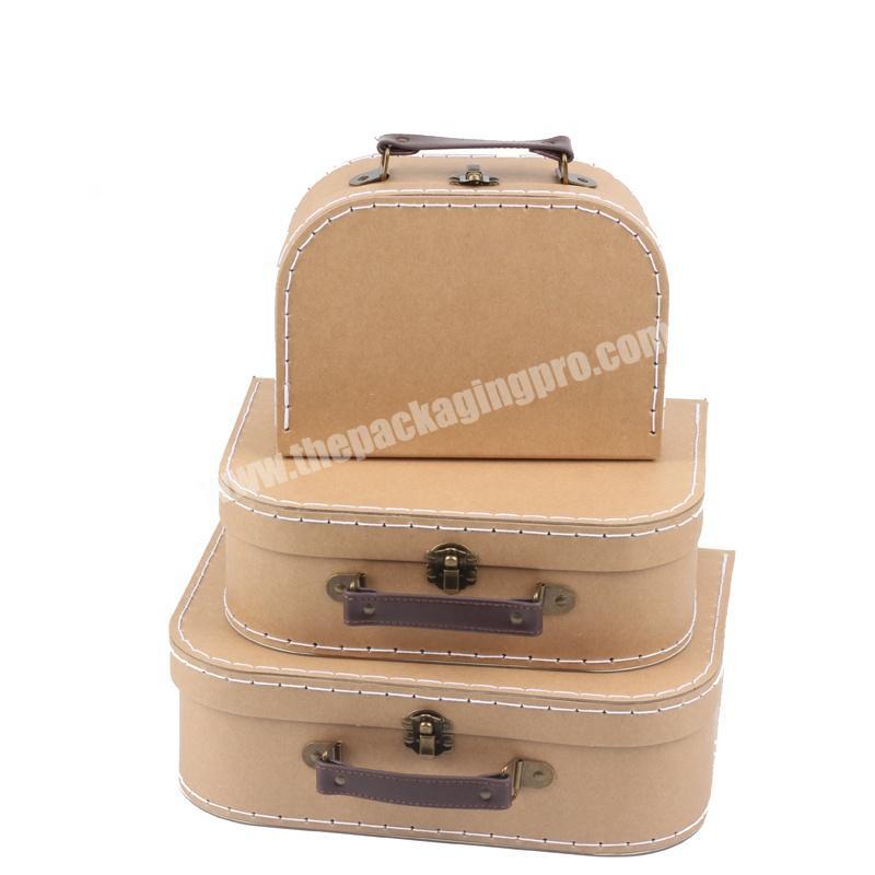 Wholesale Unique Design Keepsake Box Kraft Paper Cardboard Suitcase Gift Box