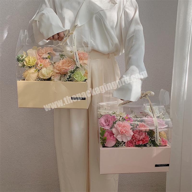 Wholesale Yellow Pink Red Single Portable Pvc Long Flower Gift Box Packaging