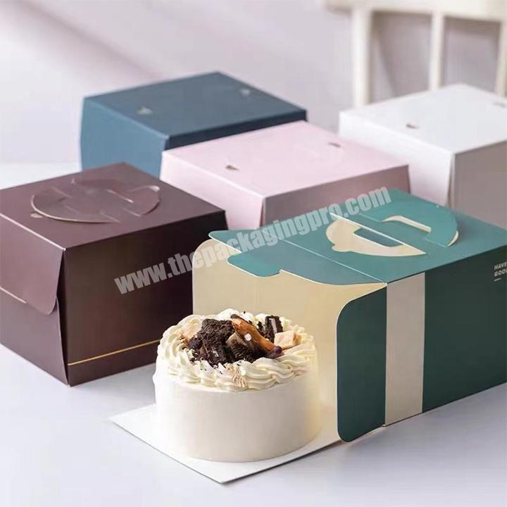 Wholesale custom Paper Portable Cheese Cake Packing Boxes Handle Birthday Cake Bakery Box with a transparent window