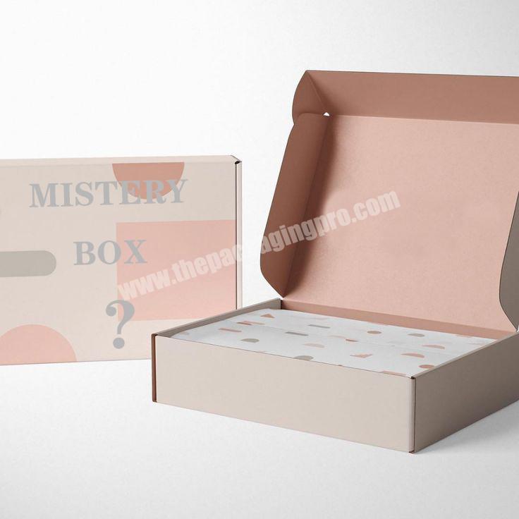 Wholesale custom logo folding corrugated mistery paper boxes clothing packaging mailer shipping mailing box