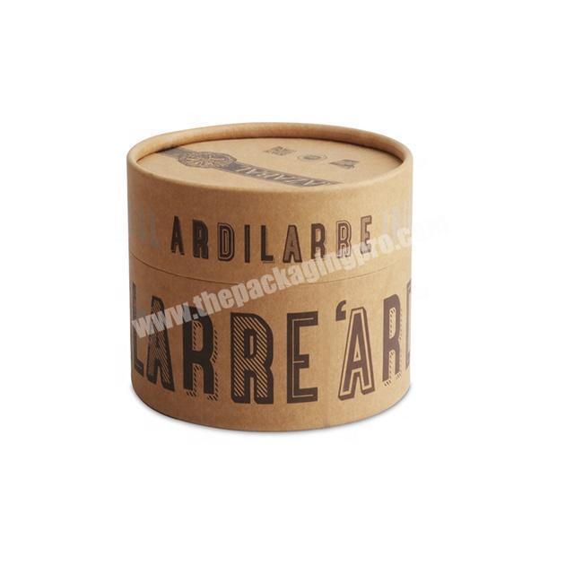 Wholesale custom logo nature brown kraft paper cylindrical cardboard round tube box for food tea coffee candle jar clothing