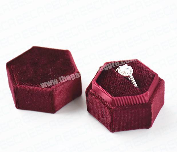 Wholesale customized hexagon shape wedding ring box with single slot