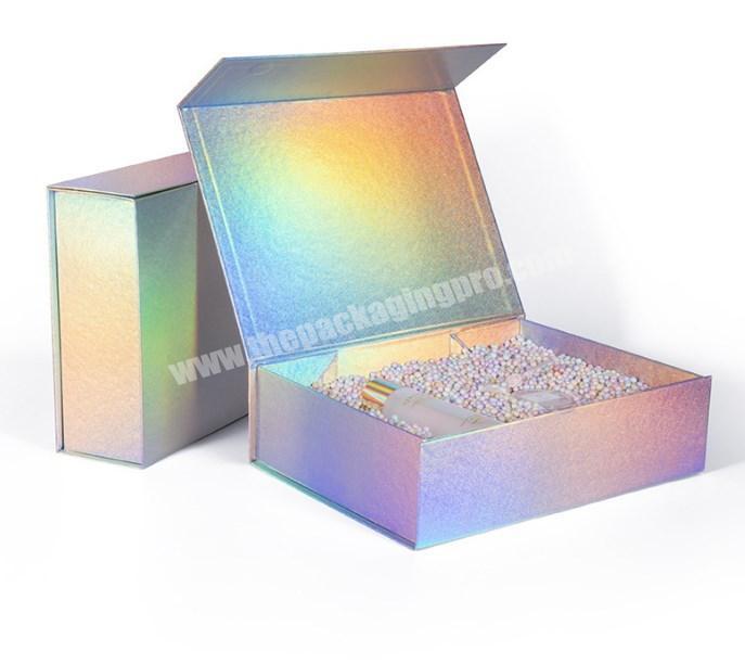 Wholesale exquisite hologram rigid cardboard custom gift boxes with magnetic lid