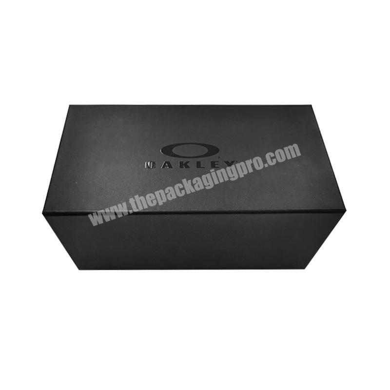 Wholesale large size folding box with shiny UV logo matte black magnetic box for gift packaging shoes box high quality package
