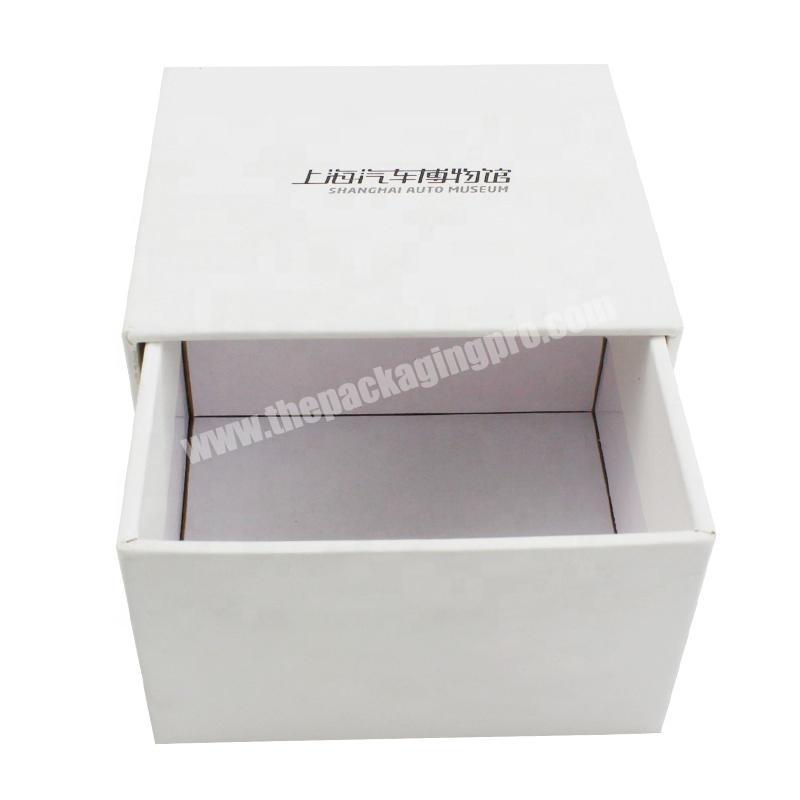 Wholesale luxury jewelry drawer ring box custom logo printed white paper gift packaging boxes sliding drawer boxes