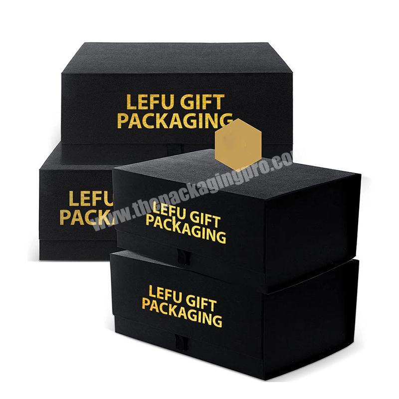 Wholesale oem custom valentines packaging large black folding magnetic lid gift box for small business