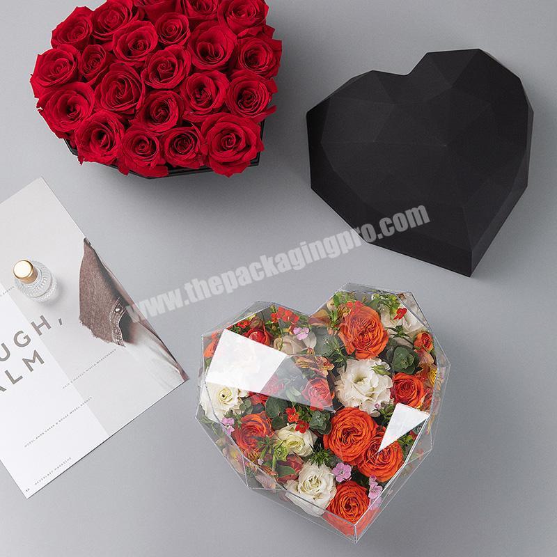 Wholesale plastic heart shape Christmas Valentine's Day dried flower bouquet gift packaging boxes for flower and dessert