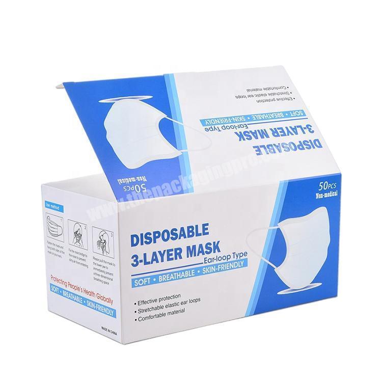 Wholesaler Cheap Price Disposable Face Mask Packaging Custom Printing 50 pcs Surgical Mask Box