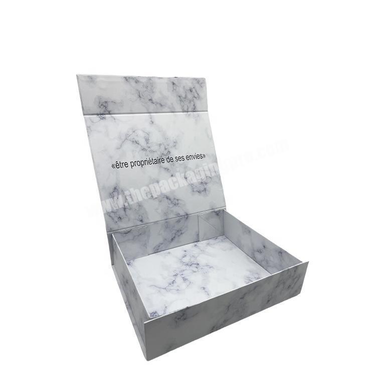 Wholesaler Margent Clothing Magnet Packaging White Marble Printing Custom Brand Logo Luxury Foldable Gift Box