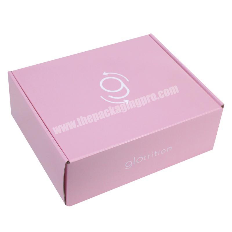 Wholesales Custom High Quality Corrugated Paper Pink Color With White Logo Printing Mailer Box