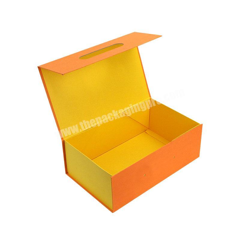 Yellow Texture Color Rigid Paperboard Hard Gift Box Magnetic box With Magnetic Closure Lid Folding box