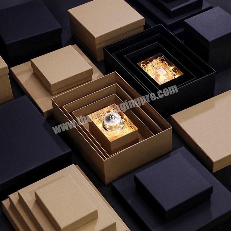 ZL Black Kraft Custom Box Shoe Clothing Hat Soap Candle Packaging Boxes Square Luxury Perfume Cosmetic Gift Box